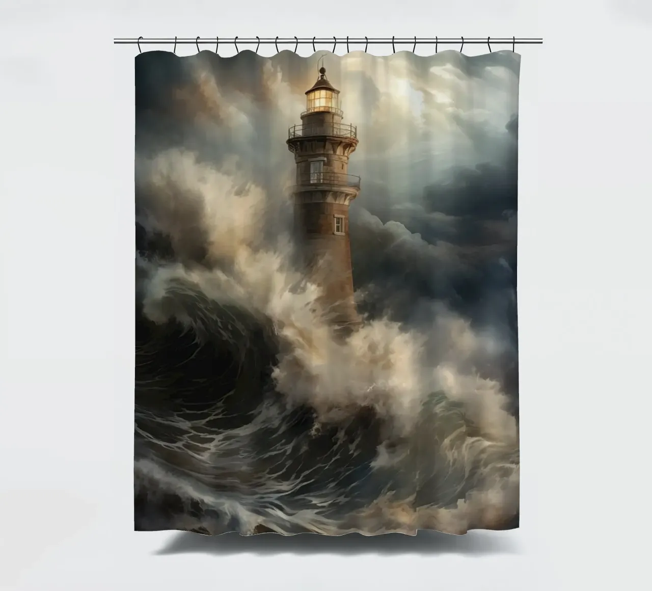 Faro in un mare impetuoso tenda da doccia da Imagine