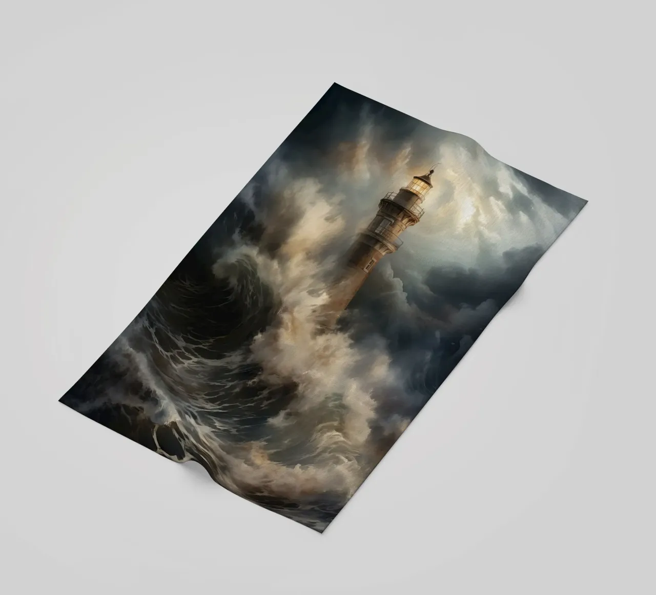 Faro in un mare impetuoso telo mare da Imagine