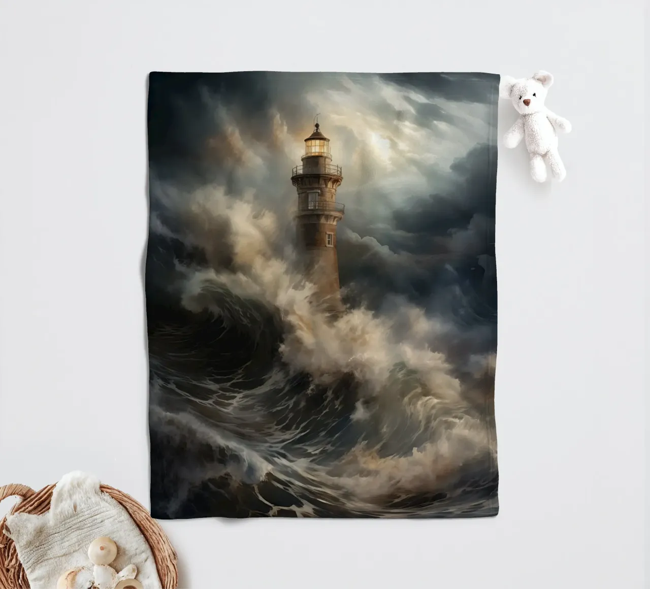 Faro in un mare impetuoso coperta in pile da Imagine