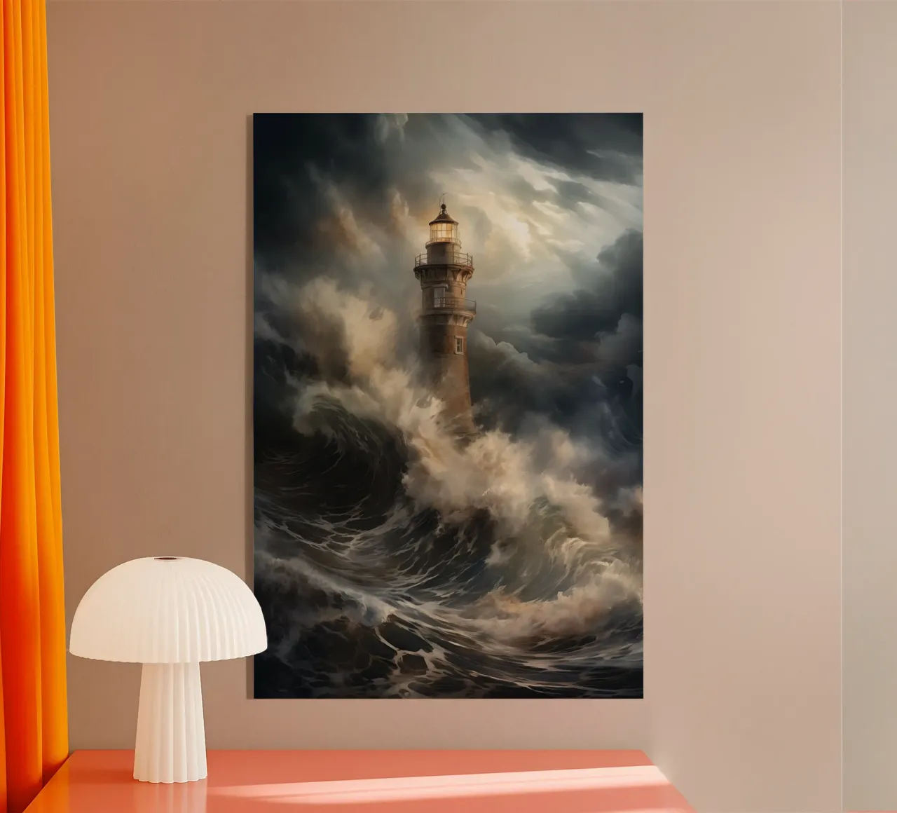 Faro in un mare impetuoso plexiglass da Imagine