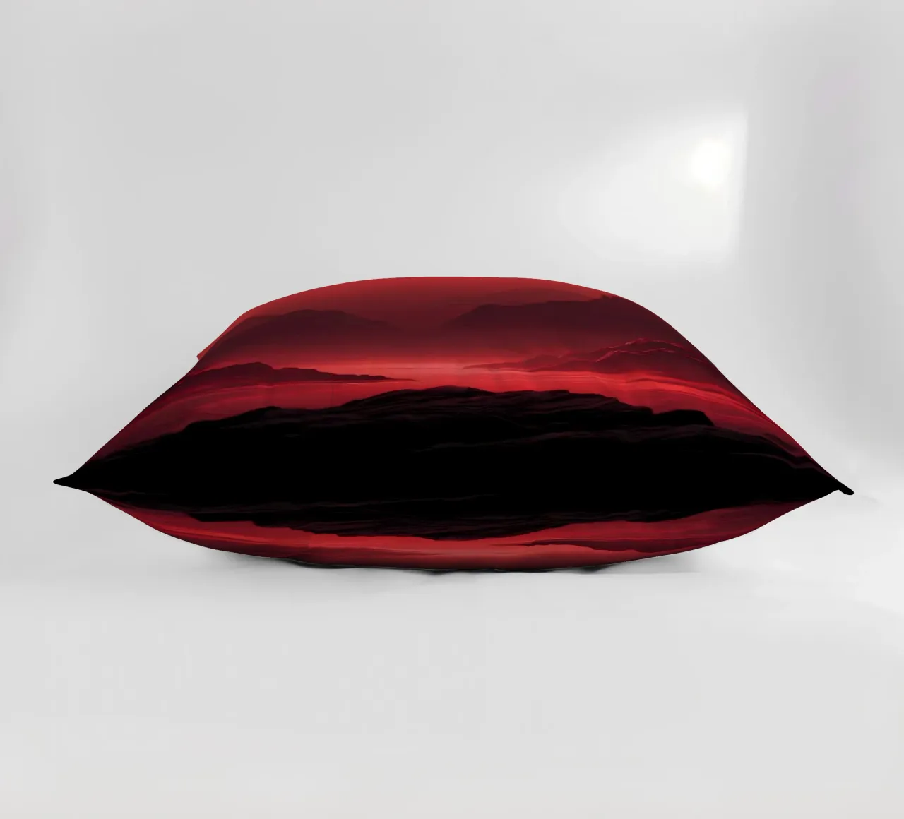 deep red tones background and shadowed mountains decorative cushion by DesignDoodle
