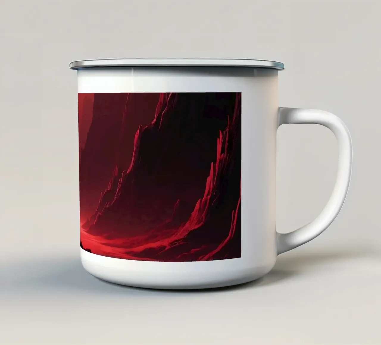deep red tones background and shadowed mountains enamel mug by DesignDoodle