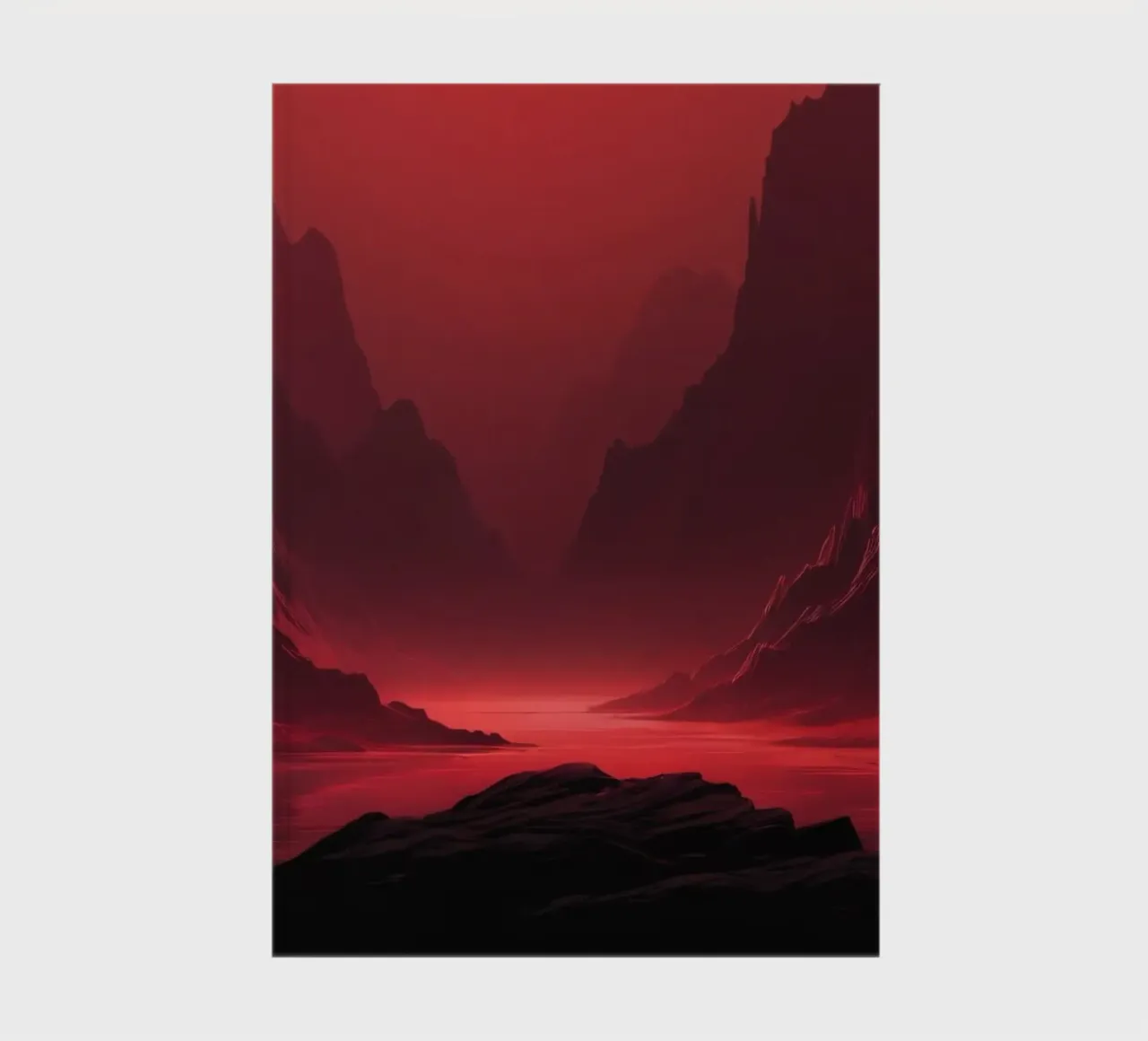deep red tones background and shadowed mountains notebook by DesignDoodle