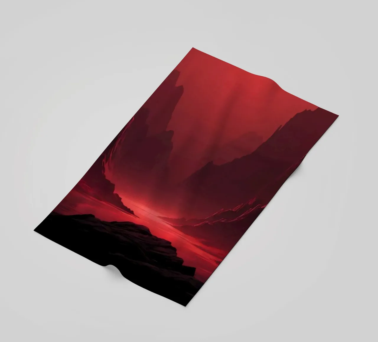 deep red tones background and shadowed mountains beach towel by DesignDoodle