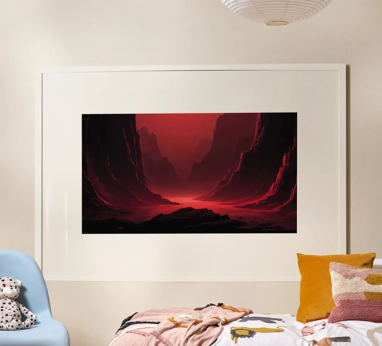 deep red tones background and shadowed mountains hahnemühle by DesignDoodle