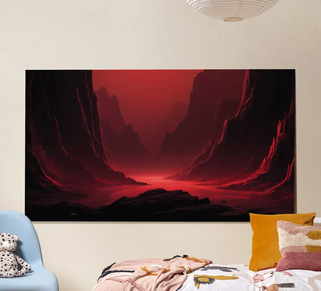 deep red tones background and shadowed mountains hahnemühle by DesignDoodle