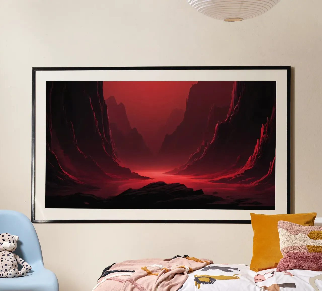 deep red tones background and shadowed mountains hahnemühle by DesignDoodle