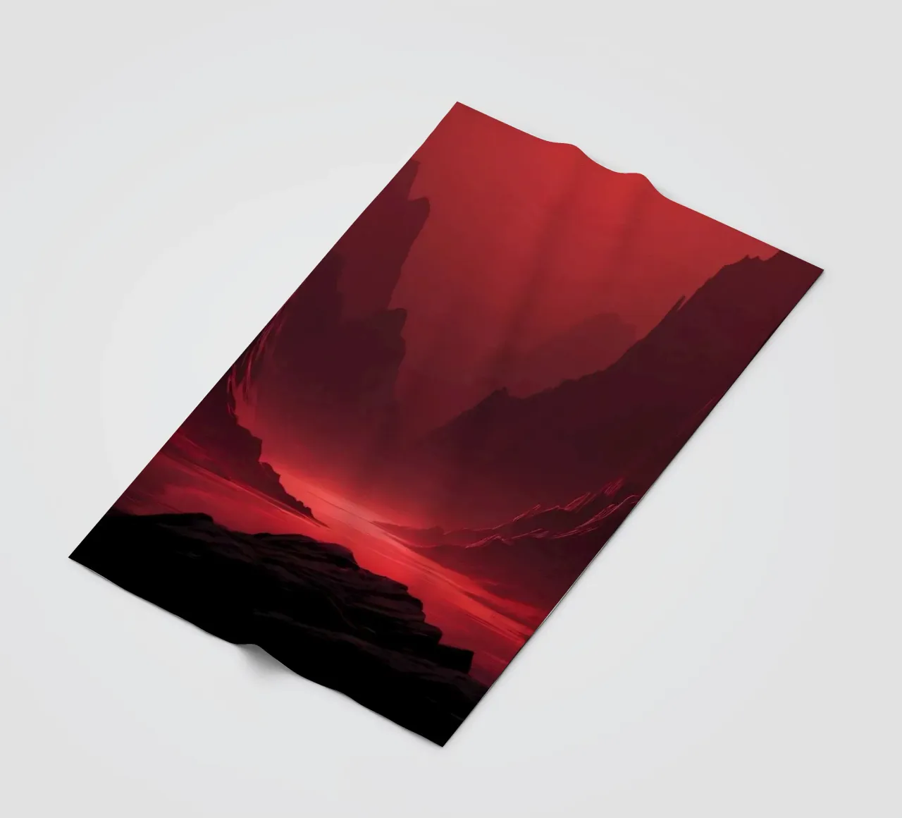 deep red tones background and shadowed mountains fleece blanket by DesignDoodle