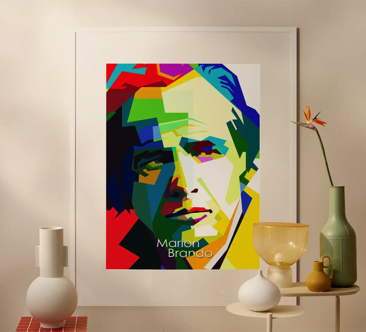 Marlon Brando Leggenda di Hollywood Attore WPAP Trending Now poster con telaio in alluminio da Artkreator