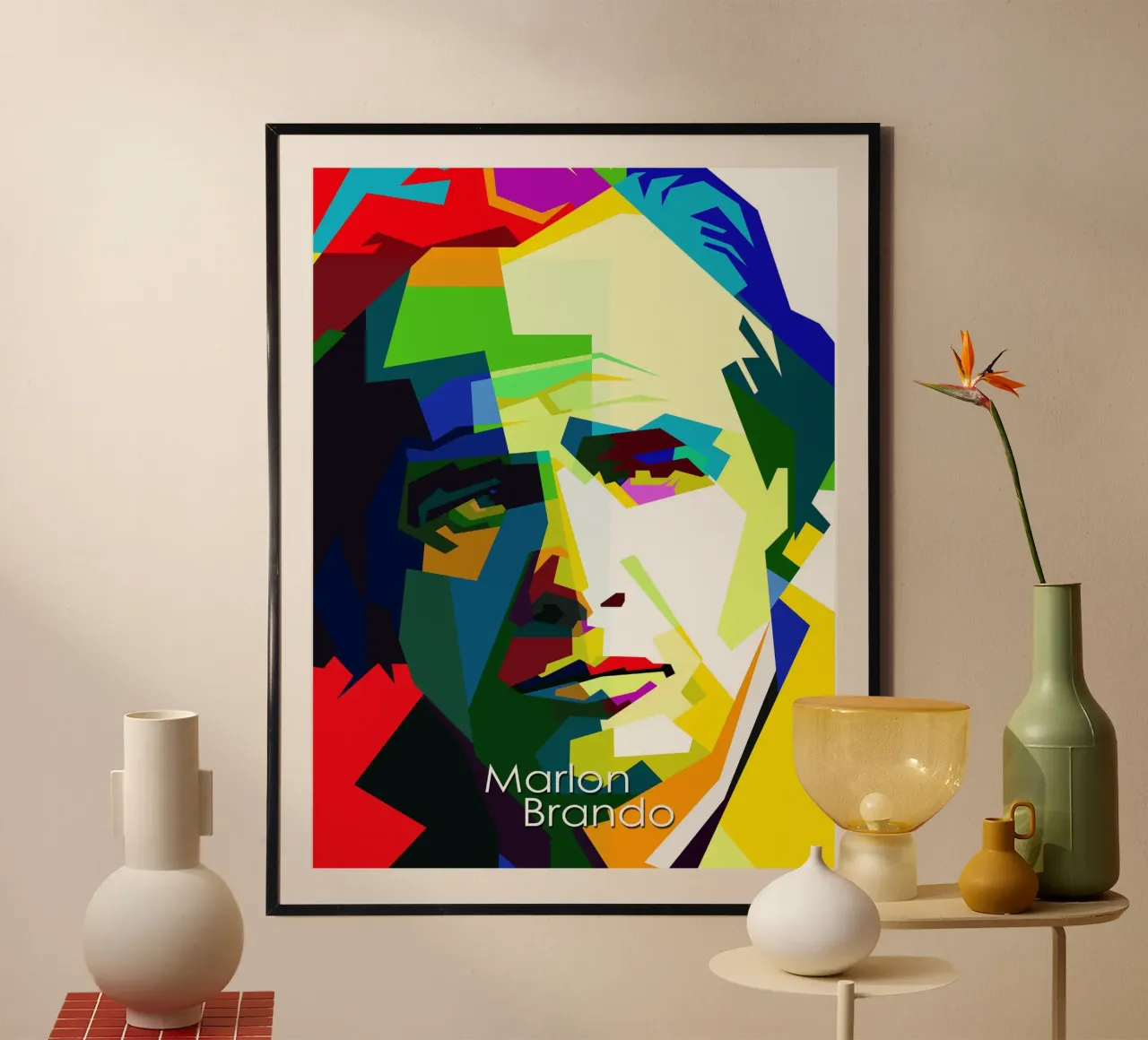 Marlon Brando Leggenda di Hollywood Attore WPAP Trending Now poster con telaio in alluminio da Artkreator