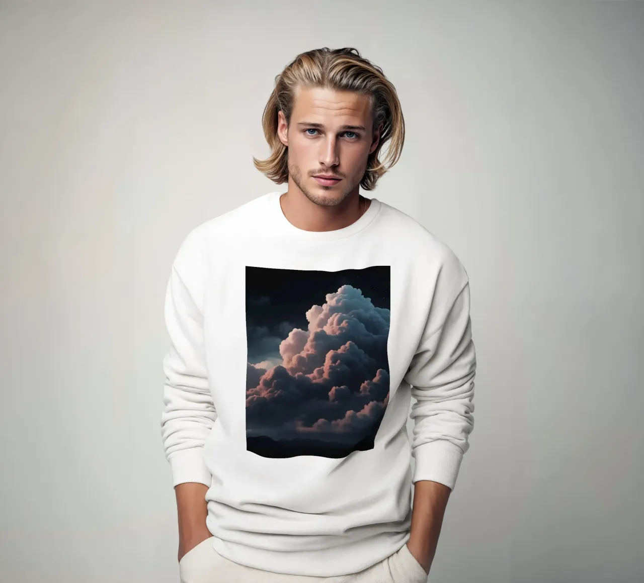 clouds illuminated by soft light create abstract art sweatshirt by DesignDoodle