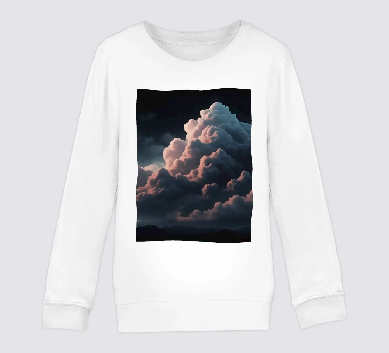 clouds illuminated by soft light create abstract art kids sweatshirt by DesignDoodle