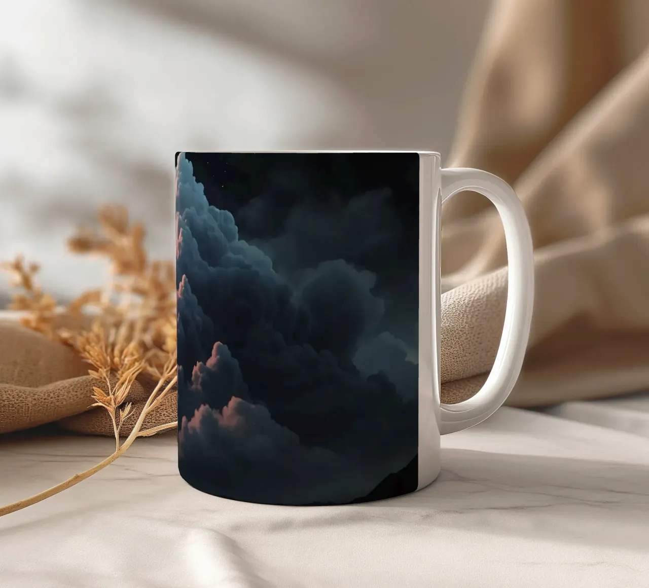 clouds illuminated by soft light create abstract art ceramic mug by DesignDoodle