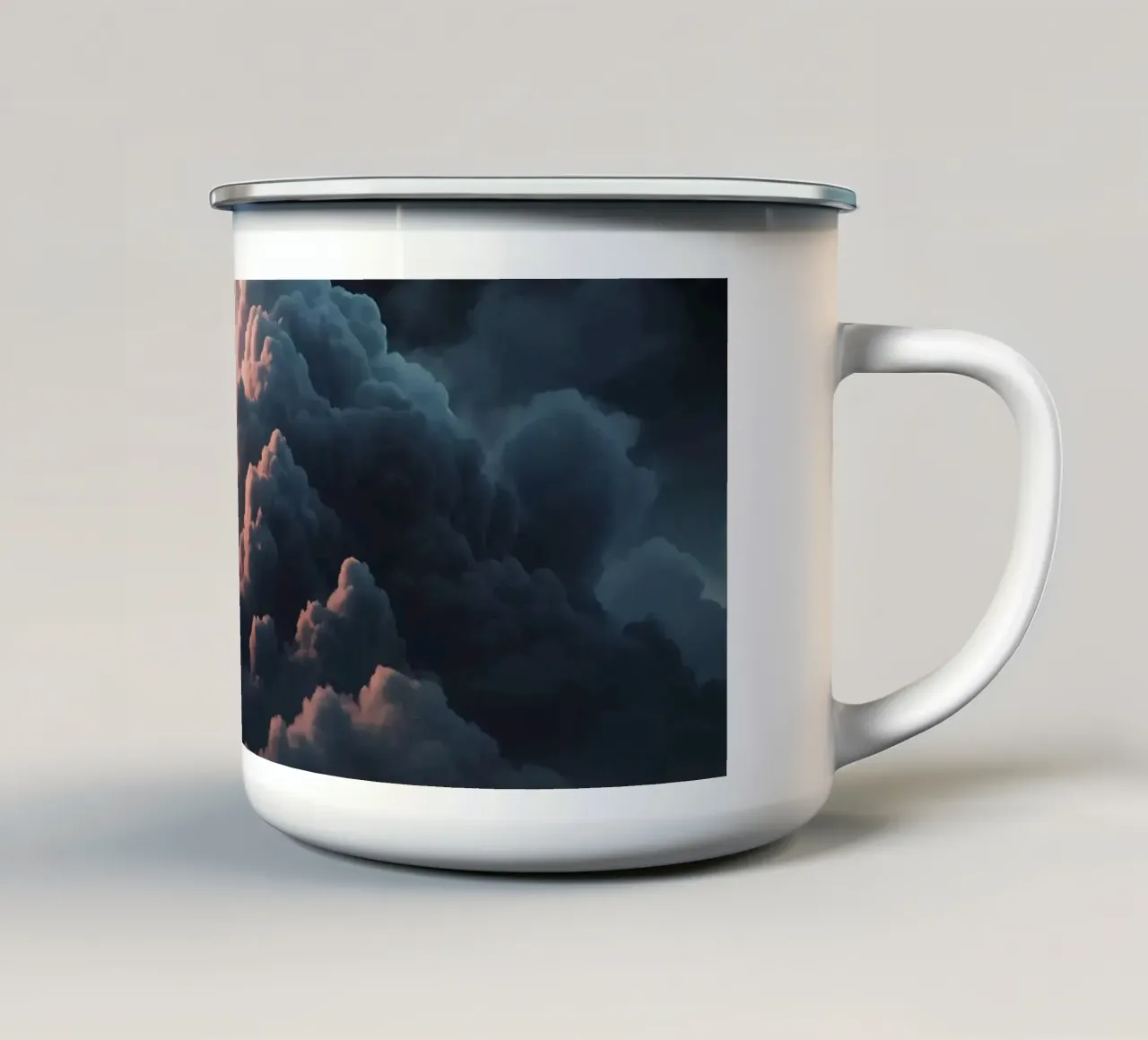 clouds illuminated by soft light create abstract art enamel mug by DesignDoodle