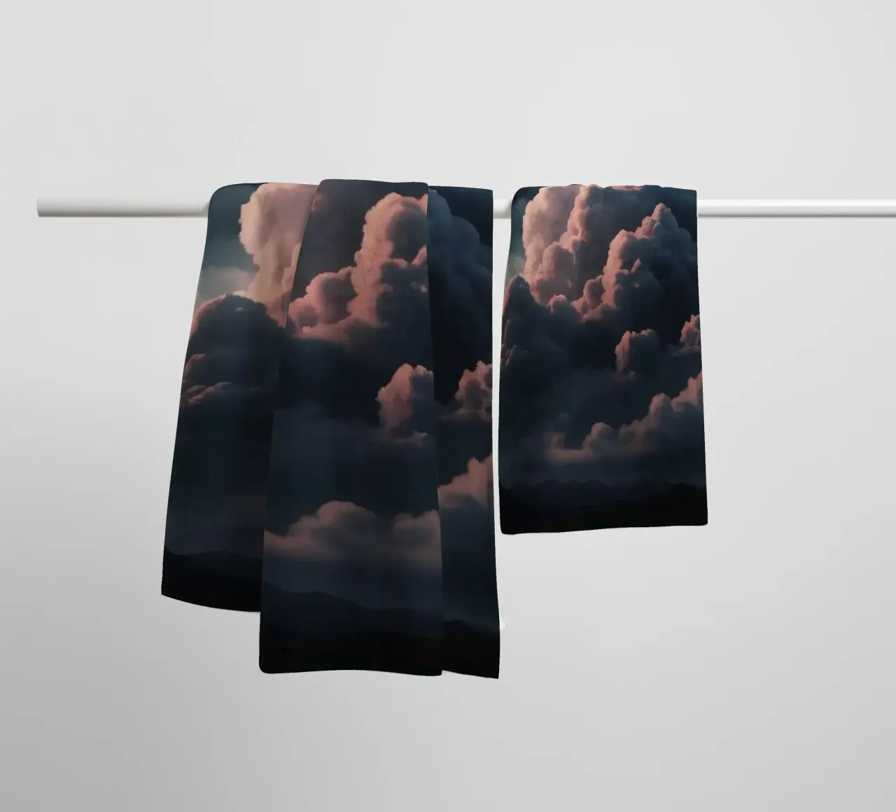 clouds illuminated by soft light create abstract art towel by DesignDoodle