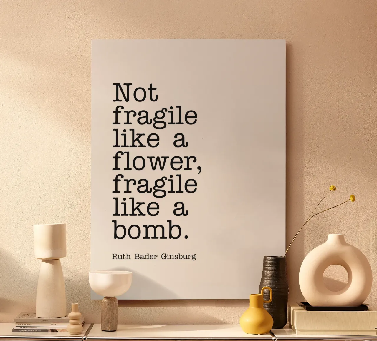 Pas fragile comme une fleur, fragile comme une bombe citation panneau forex de Paigaam Studio