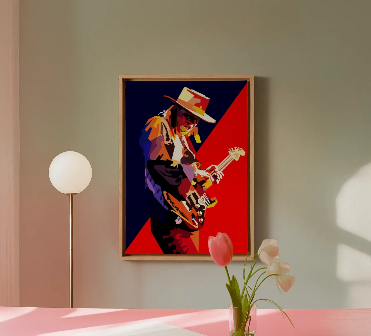 Stevie Ray Vaughan Chitarrista Musicista WPAP Trending Now tela con Cornice a cassetta da Artkreator