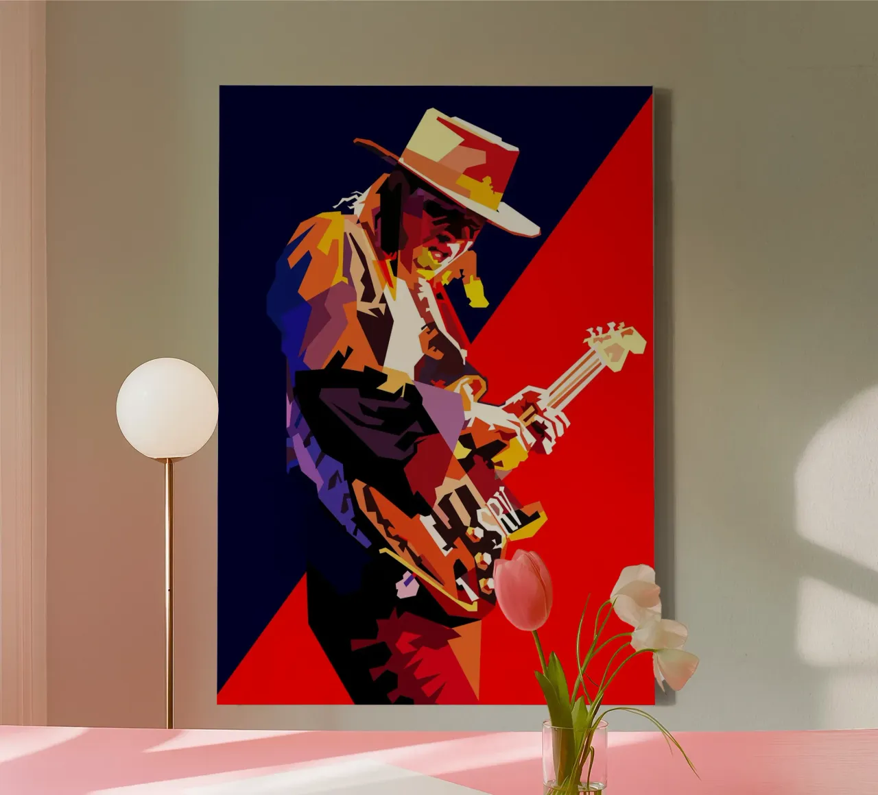 Stevie Ray Vaughan Chitarrista Musicista WPAP Trending Now tela con Cornice a cassetta da Artkreator