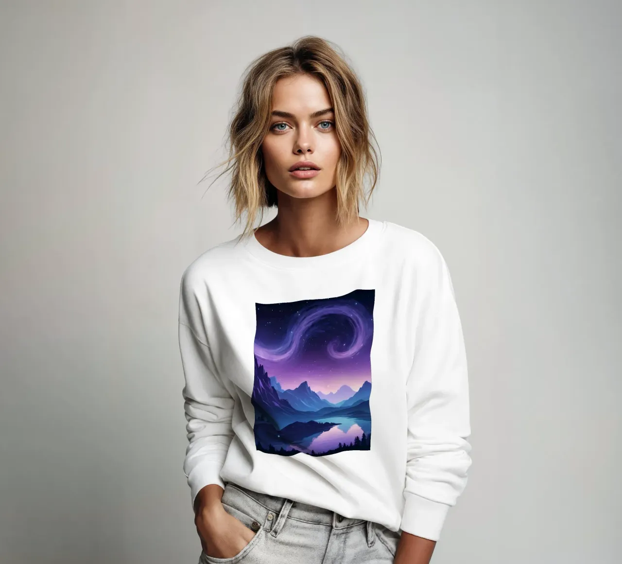 Captivating abstract landscape with swirling clouds sweatshirt by DesignDoodle