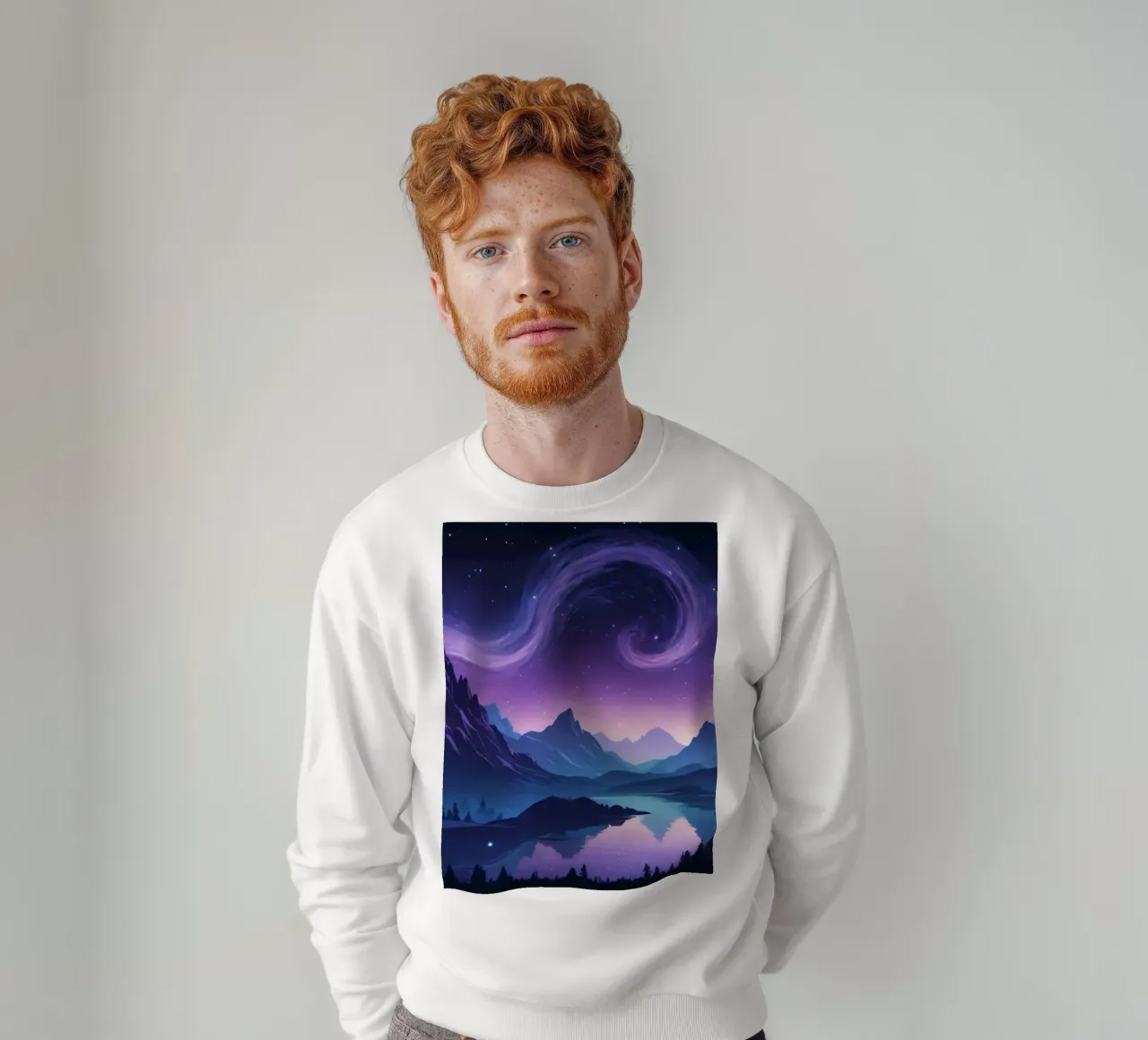 Captivating abstract landscape with swirling clouds sweatshirt by DesignDoodle