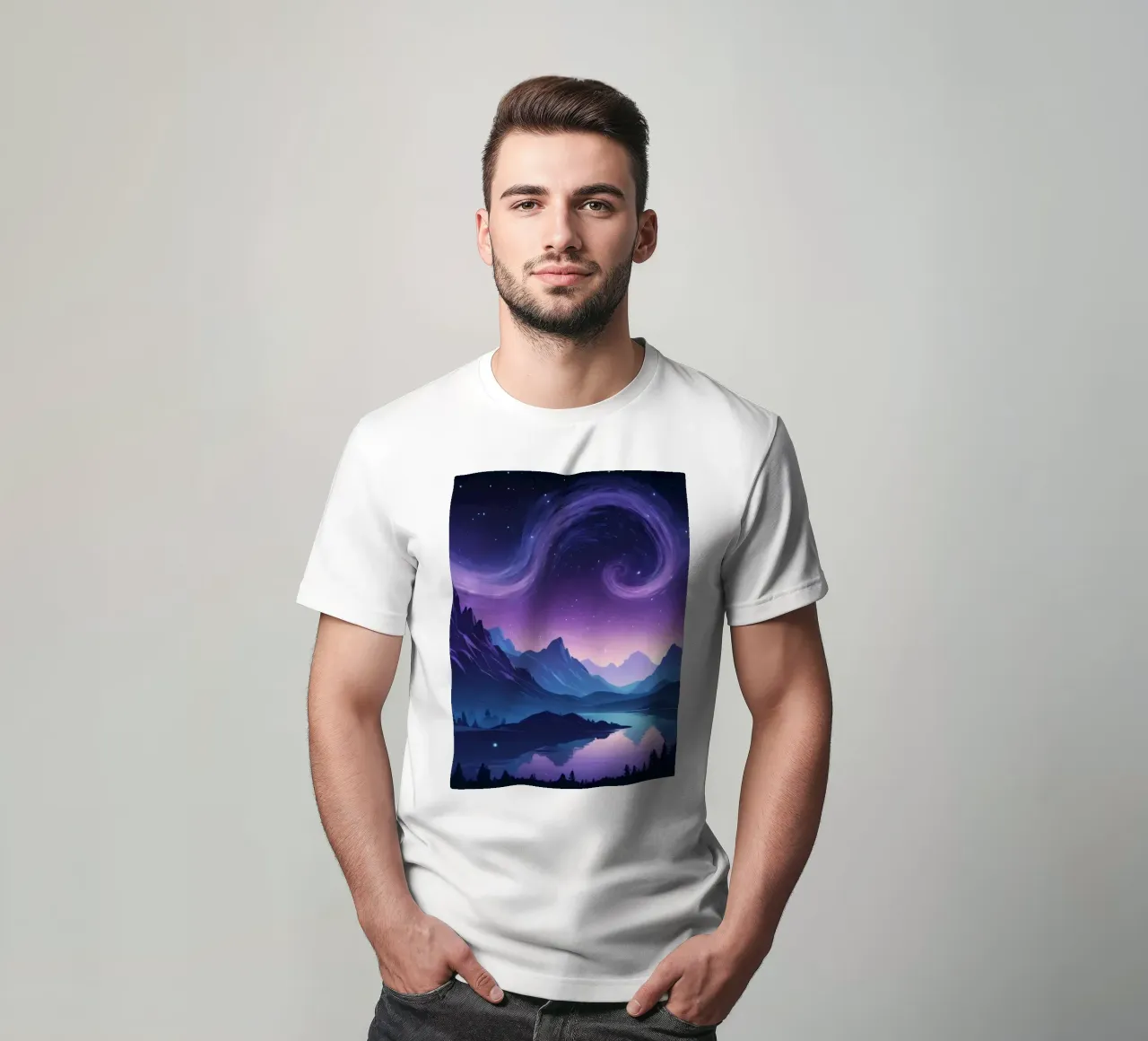Captivating abstract landscape with swirling clouds t-shirt by DesignDoodle