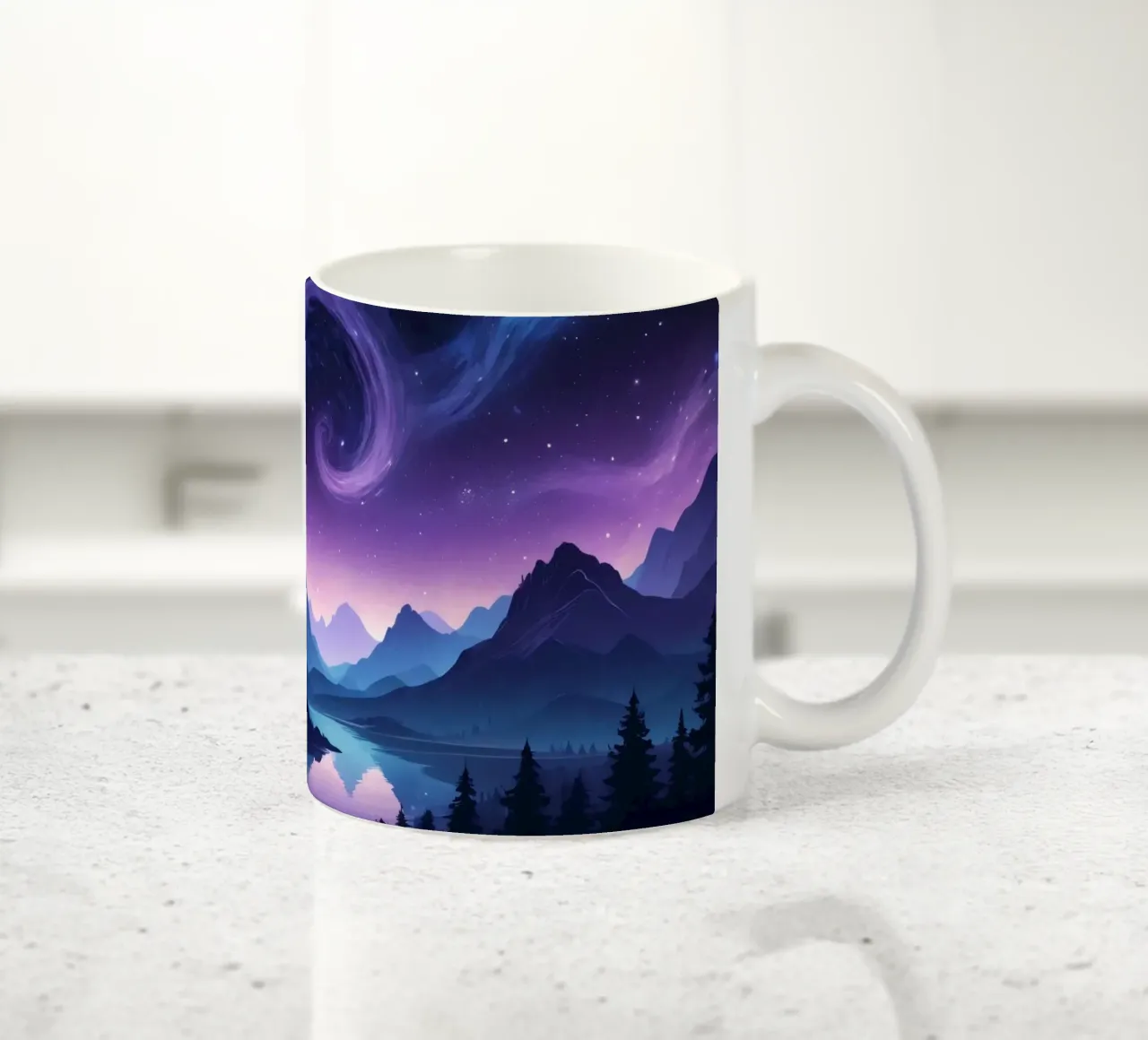 Captivating abstract landscape with swirling clouds ceramic mug by DesignDoodle
