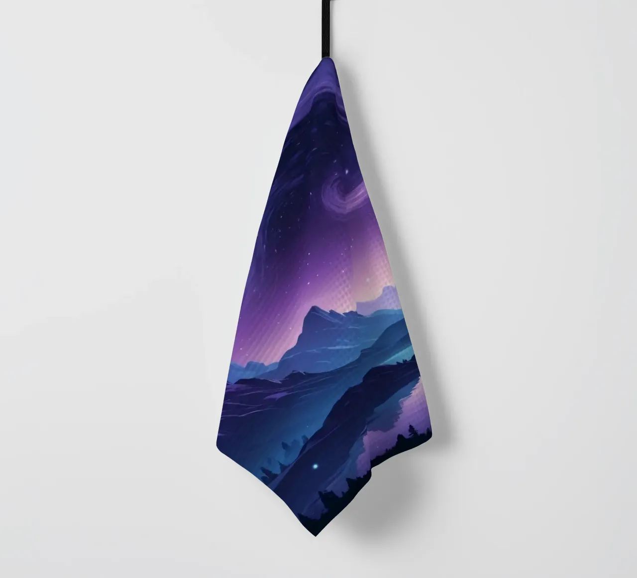 Captivating abstract landscape with swirling clouds tea towel by DesignDoodle