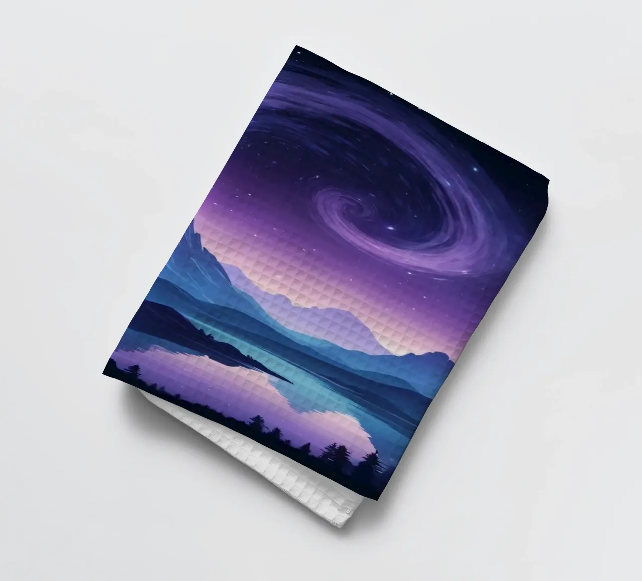 Captivating abstract landscape with swirling clouds tea towel by DesignDoodle