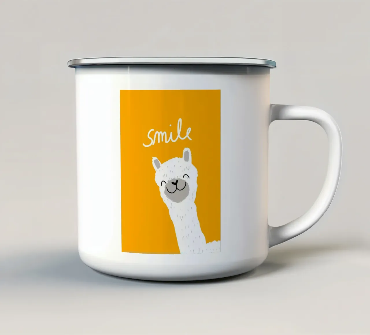 Sonríe, Alpaca taza de esmalte de Julia Reyelt
