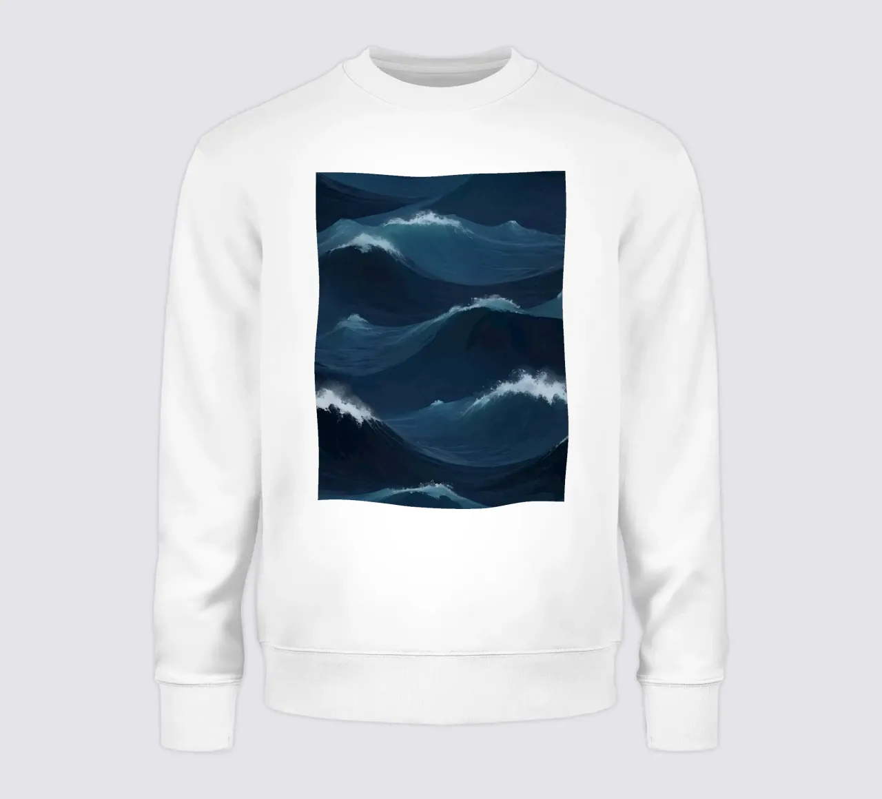 Dynamic blue waves create an abstract background suitable sweatshirt by DesignDoodle