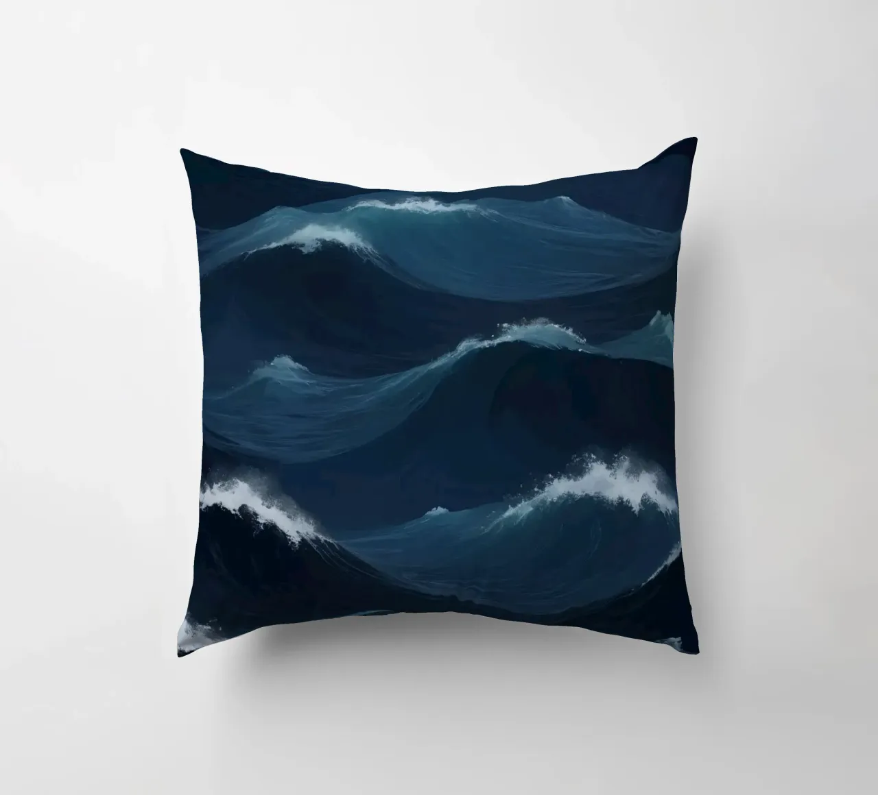 Dynamic blue waves create an abstract background suitable decorative cushion by DesignDoodle