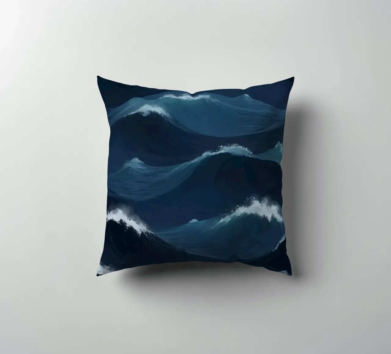 Dynamic blue waves create an abstract background suitable decorative cushion by DesignDoodle