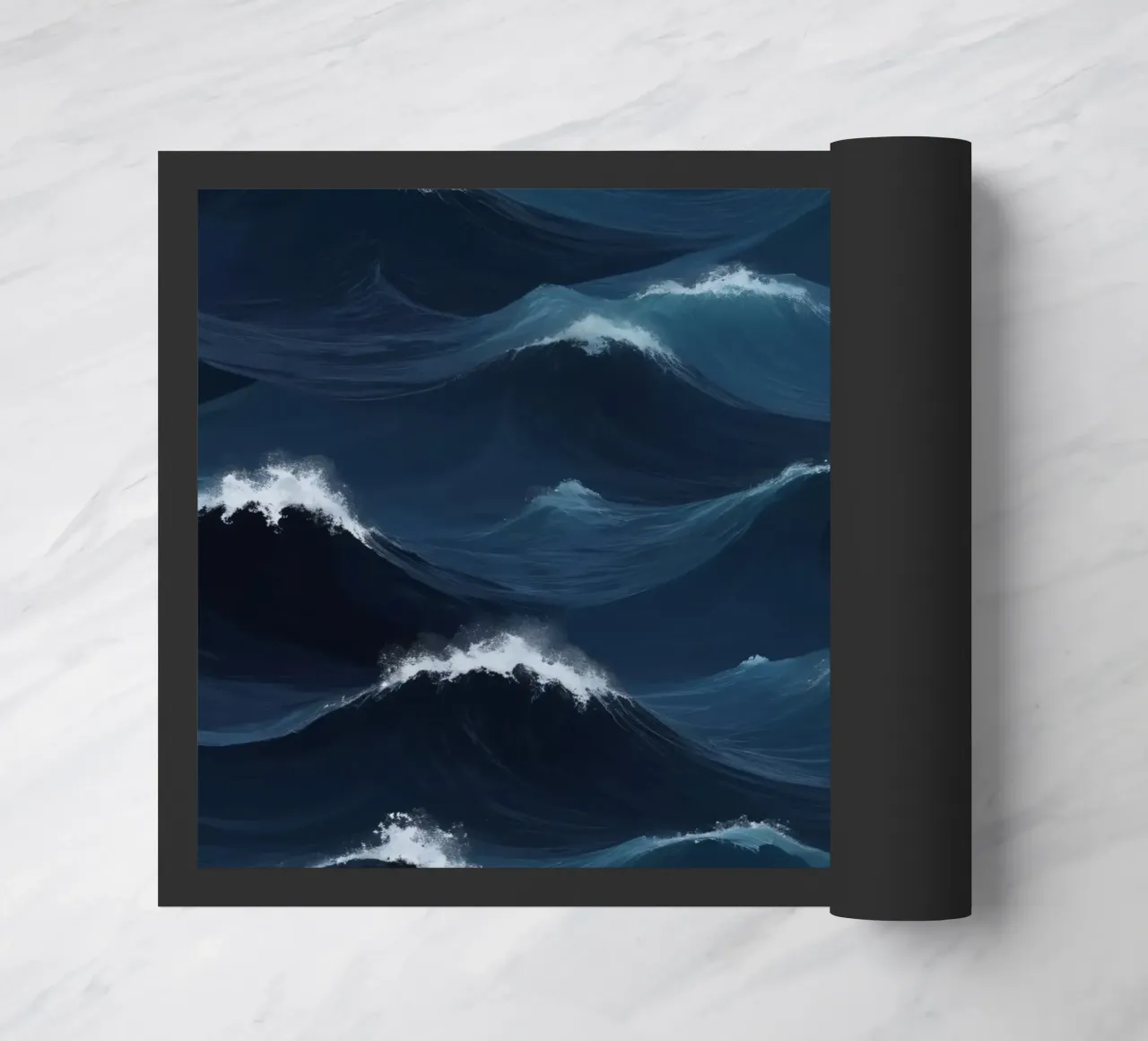Dynamic blue waves create an abstract background suitable doormat by DesignDoodle