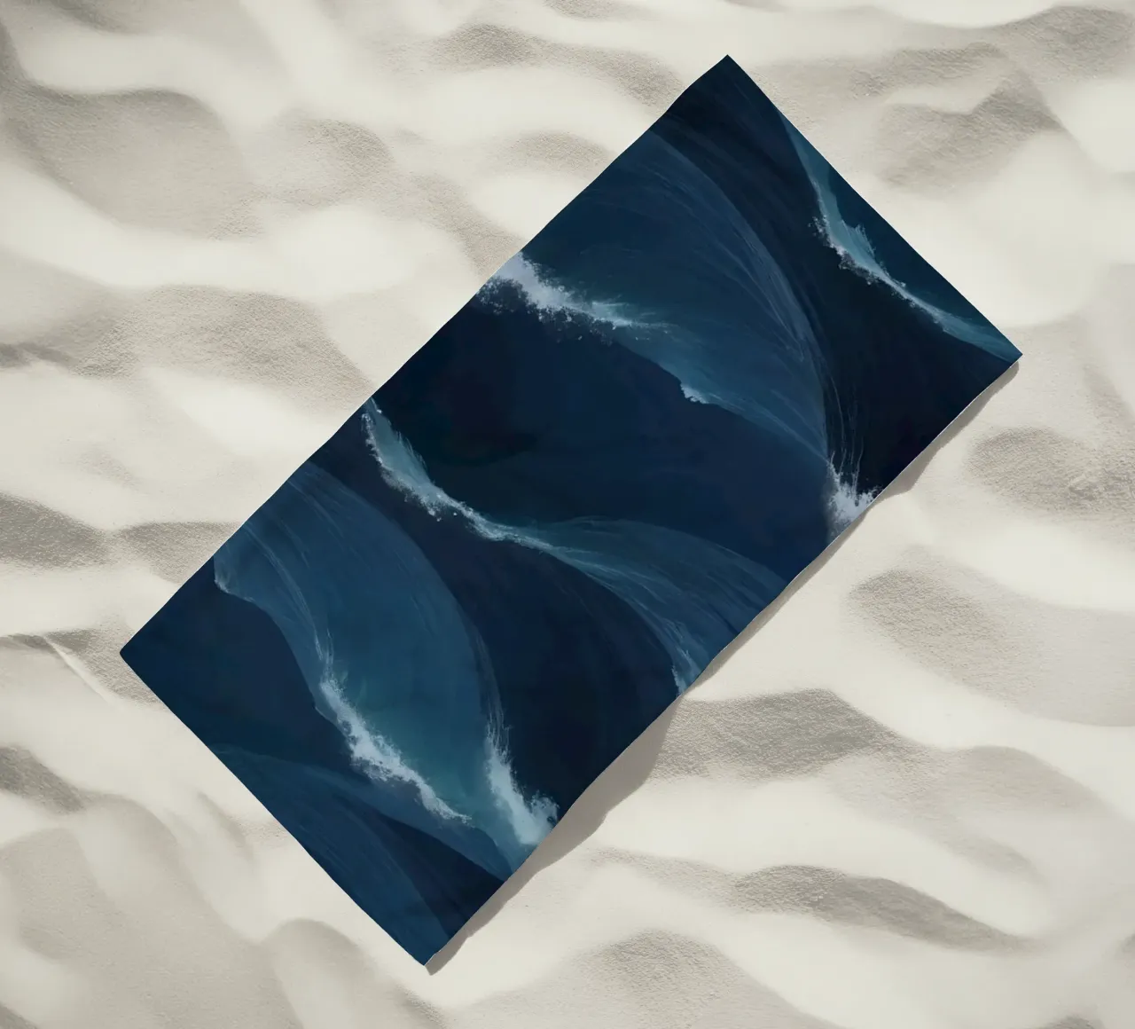 Dynamic blue waves create an abstract background suitable beach towel by DesignDoodle