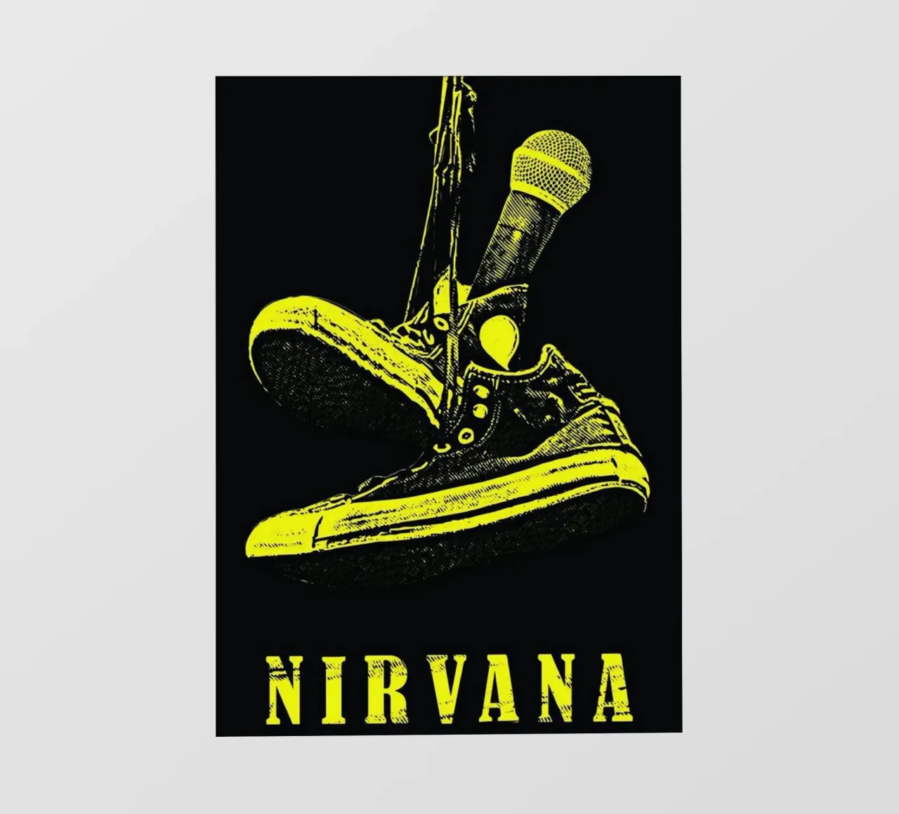 Vibrazioni grunge: Microfono e scarpe da ginnastica dei Nirvana pellicola backlit da Has Fab