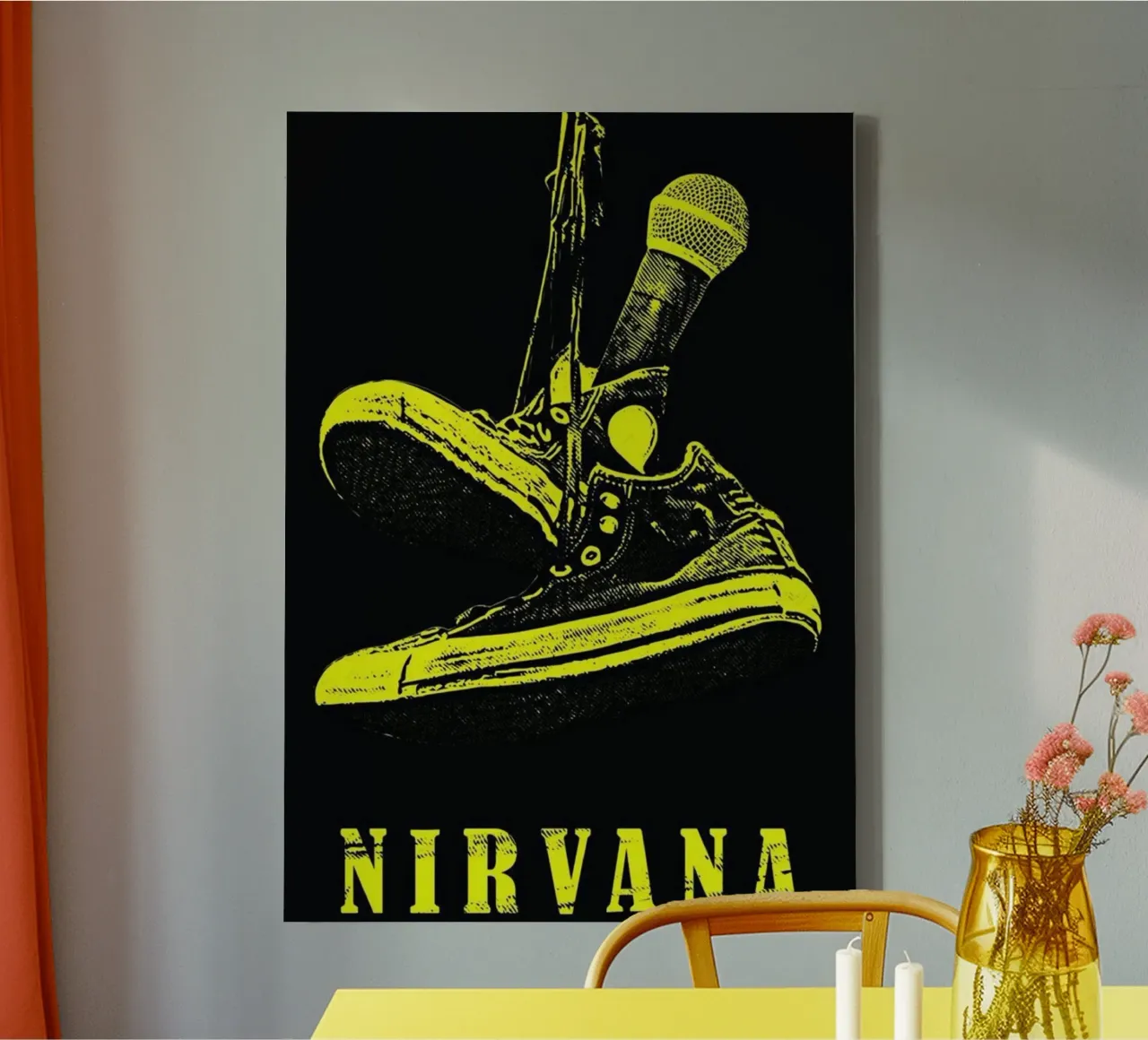 Grunge Vibes: Nirvana Mic and Sneakers canvas by Has Fab