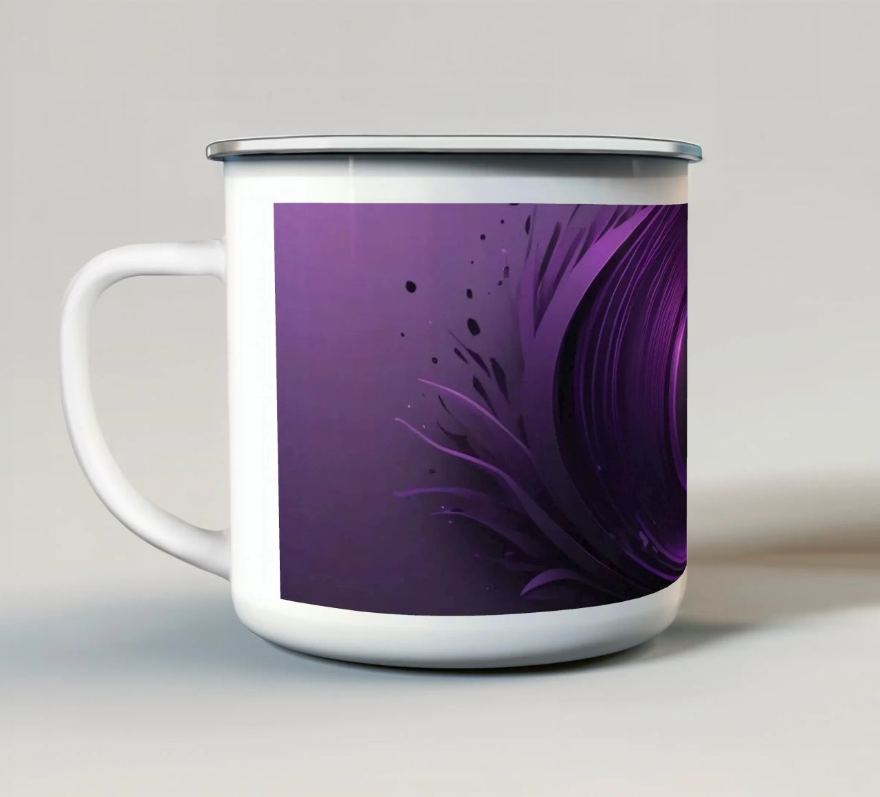 Abstract paars behang dat een vloeiende wervelende kunst creëert emaille mok van DesignDoodle
