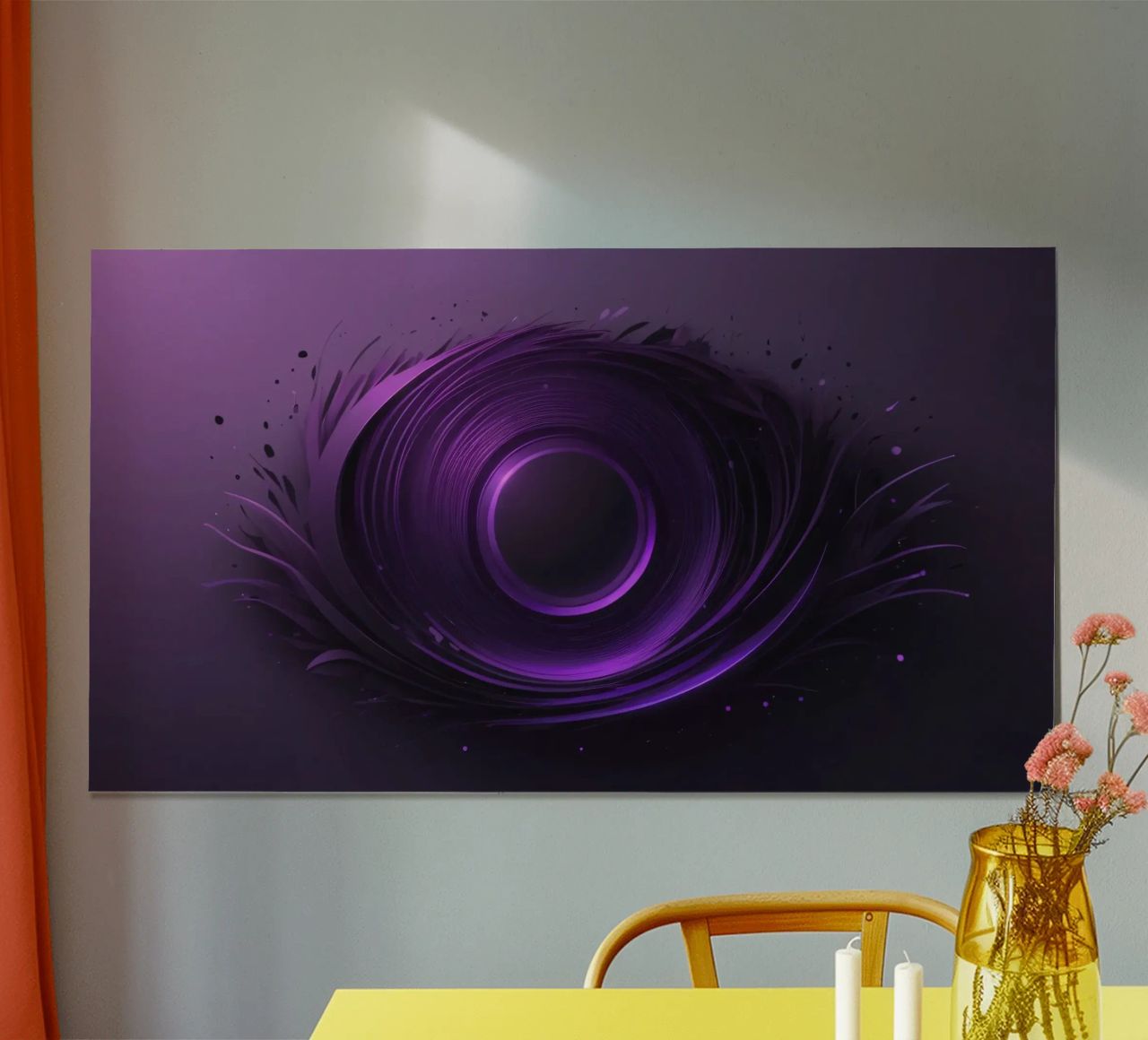 Abstract paars behang dat een vloeiende wervelende kunst creëert poster van DesignDoodle