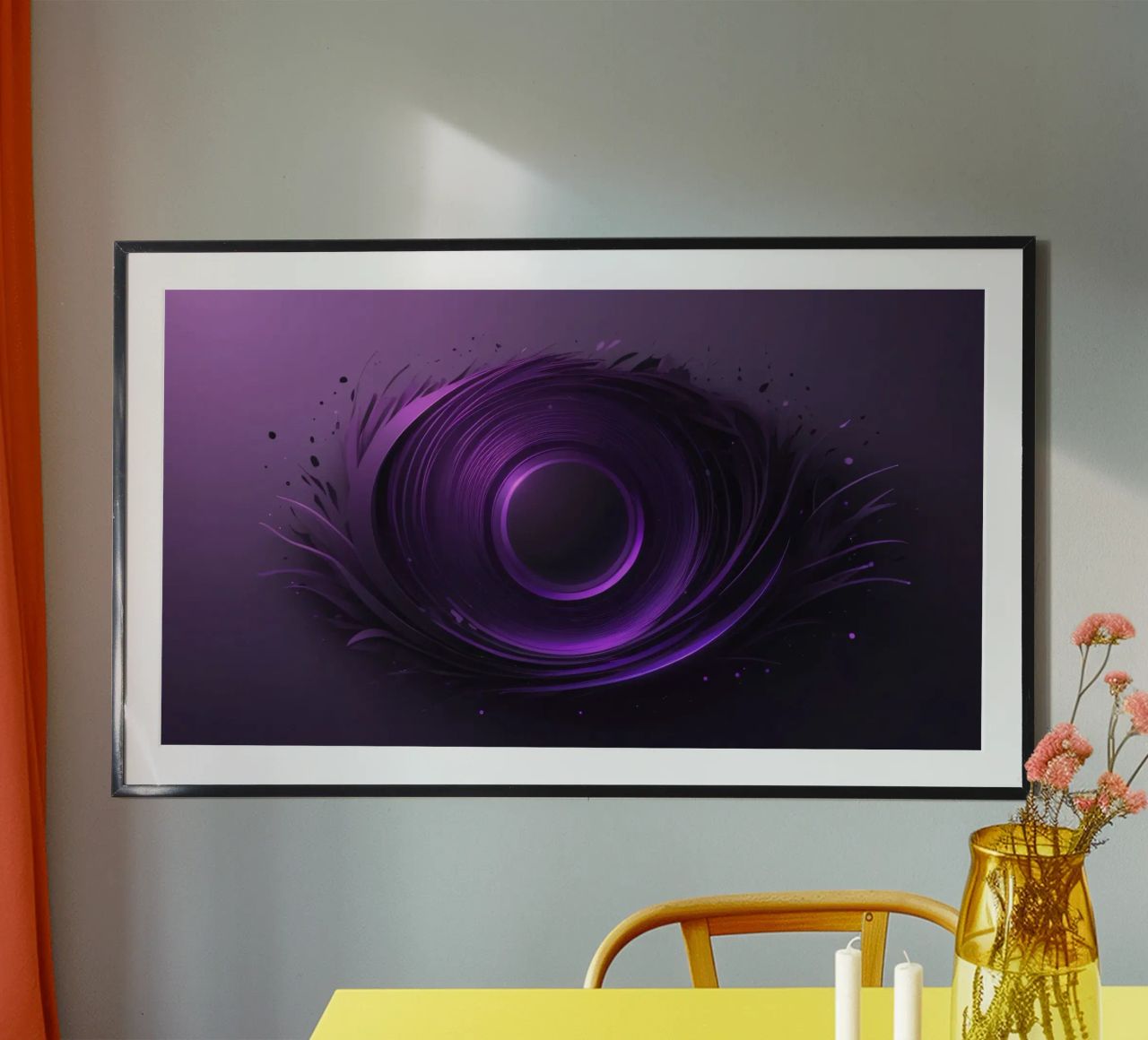 Abstract paars behang dat een vloeiende wervelende kunst creëert poster van DesignDoodle