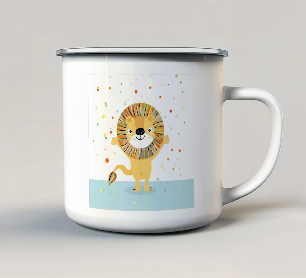 Leone di coriandoli tazza in smalto da Julia Reyelt