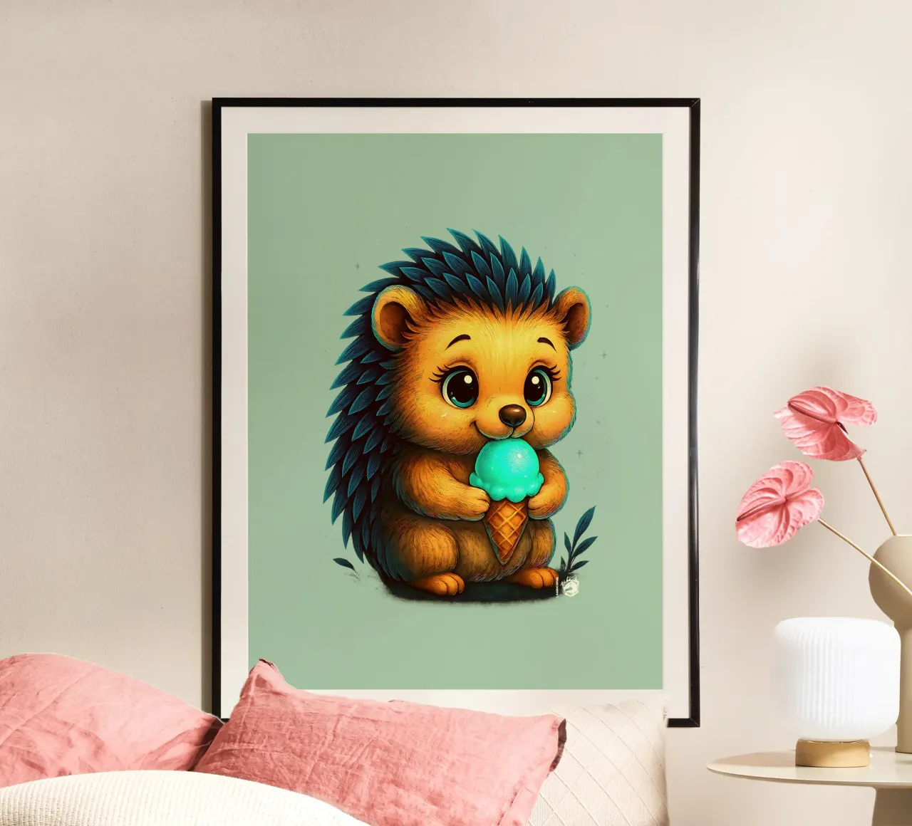 Gelato Azur per un Hérisson Gourmand poster con telaio in plastica da LM2KONE