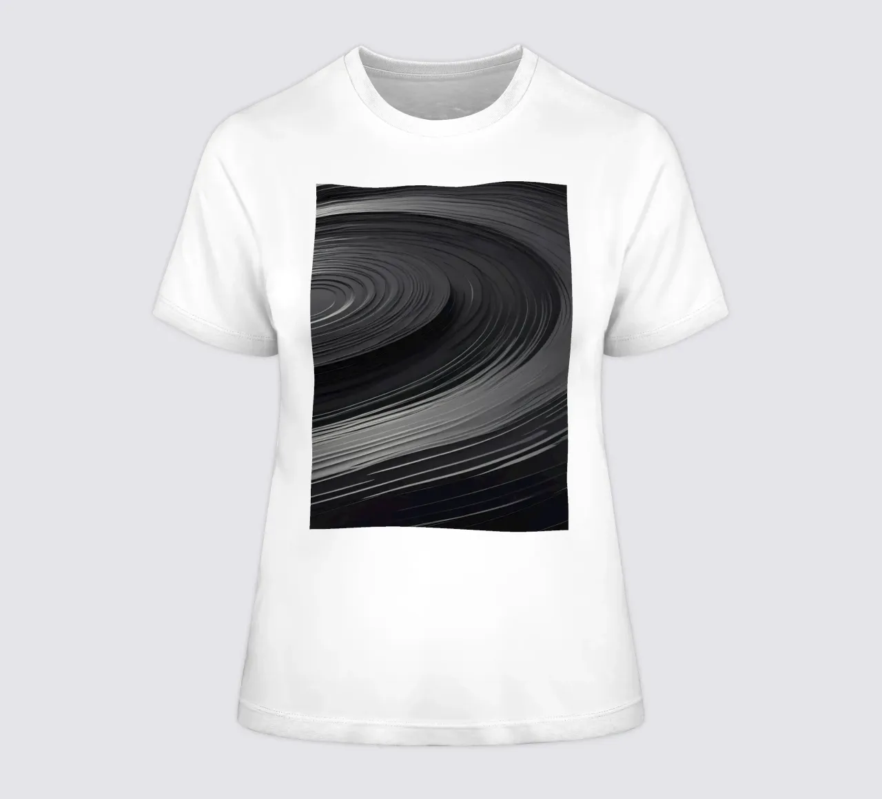 Swirling black abstract background with smooth lines women's fitted t-shirt by DesignDoodle
