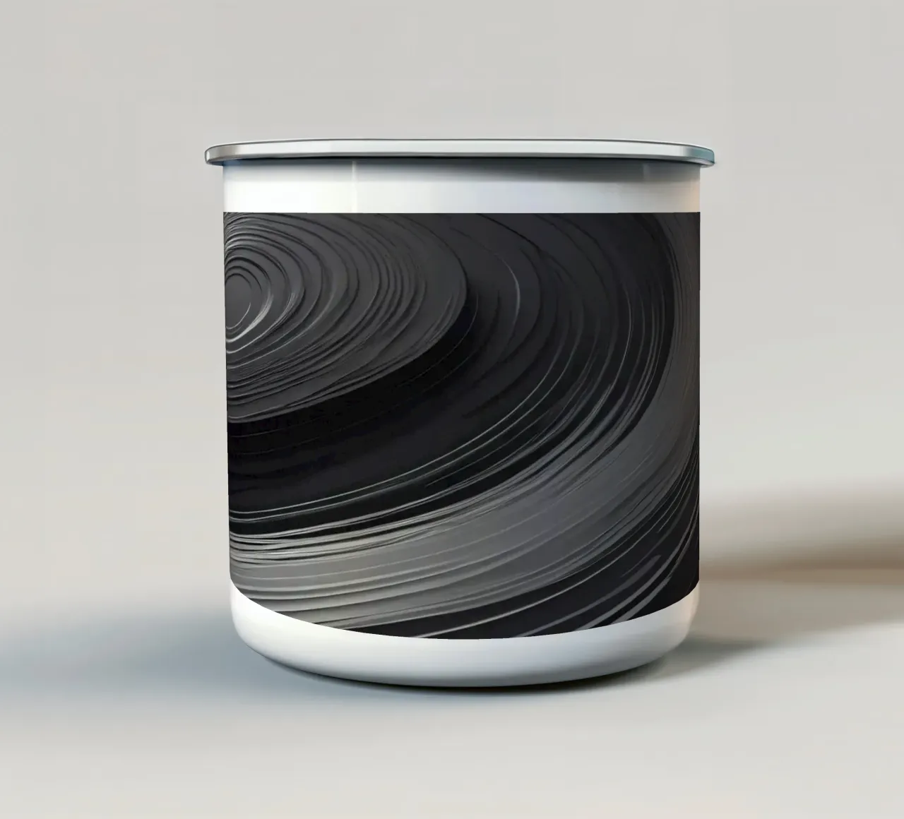 Vorticoso sfondo nero astratto con linee morbide tazza in smalto da DesignDoodle