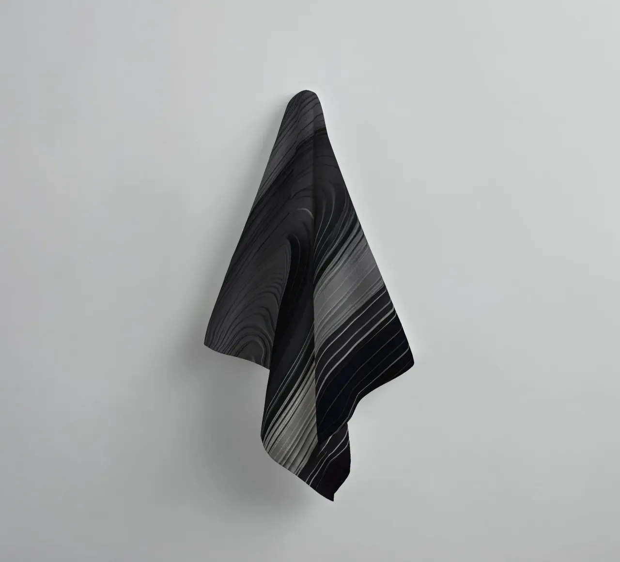 Swirling black abstract background with smooth lines towel by DesignDoodle