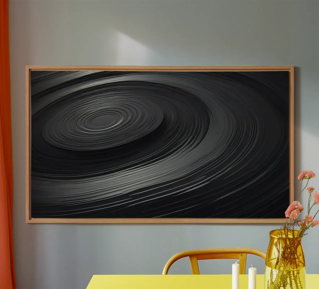 Swirling black abstract background with smooth lines alu-dibond by DesignDoodle