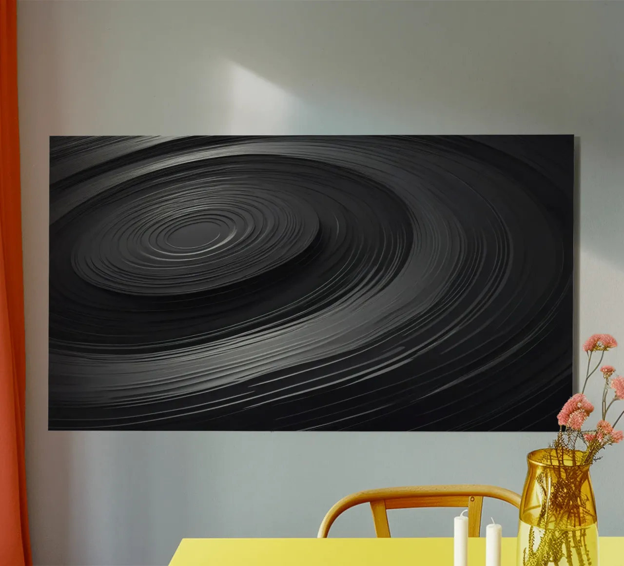 Swirling black abstract background with smooth lines alu-dibond by DesignDoodle