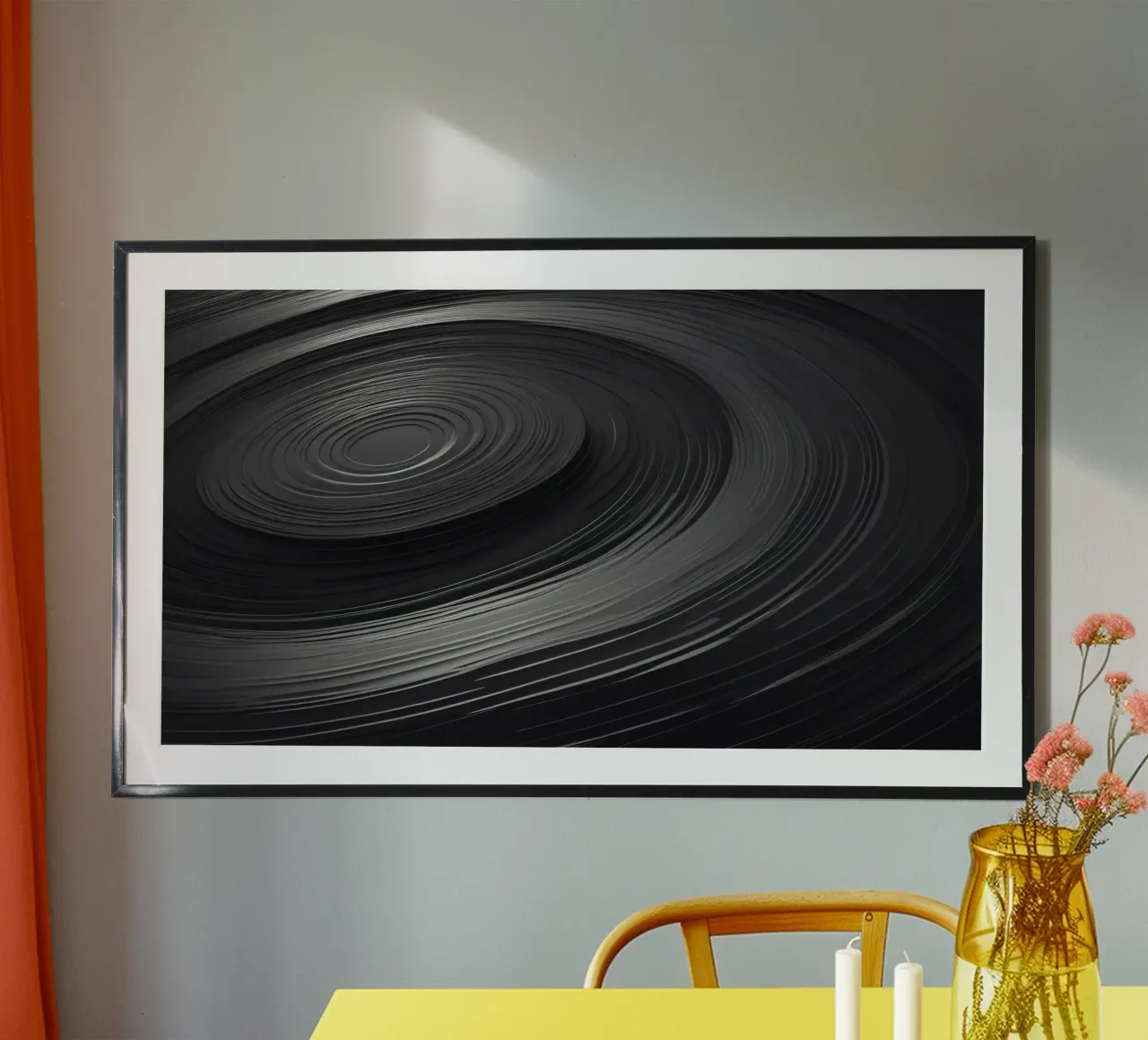 Swirling black abstract background with smooth lines poster by DesignDoodle