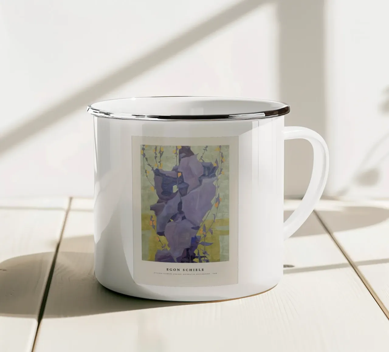 Schiele - Stylised Flowers tazza in smalto da Vintage by JUNIQE