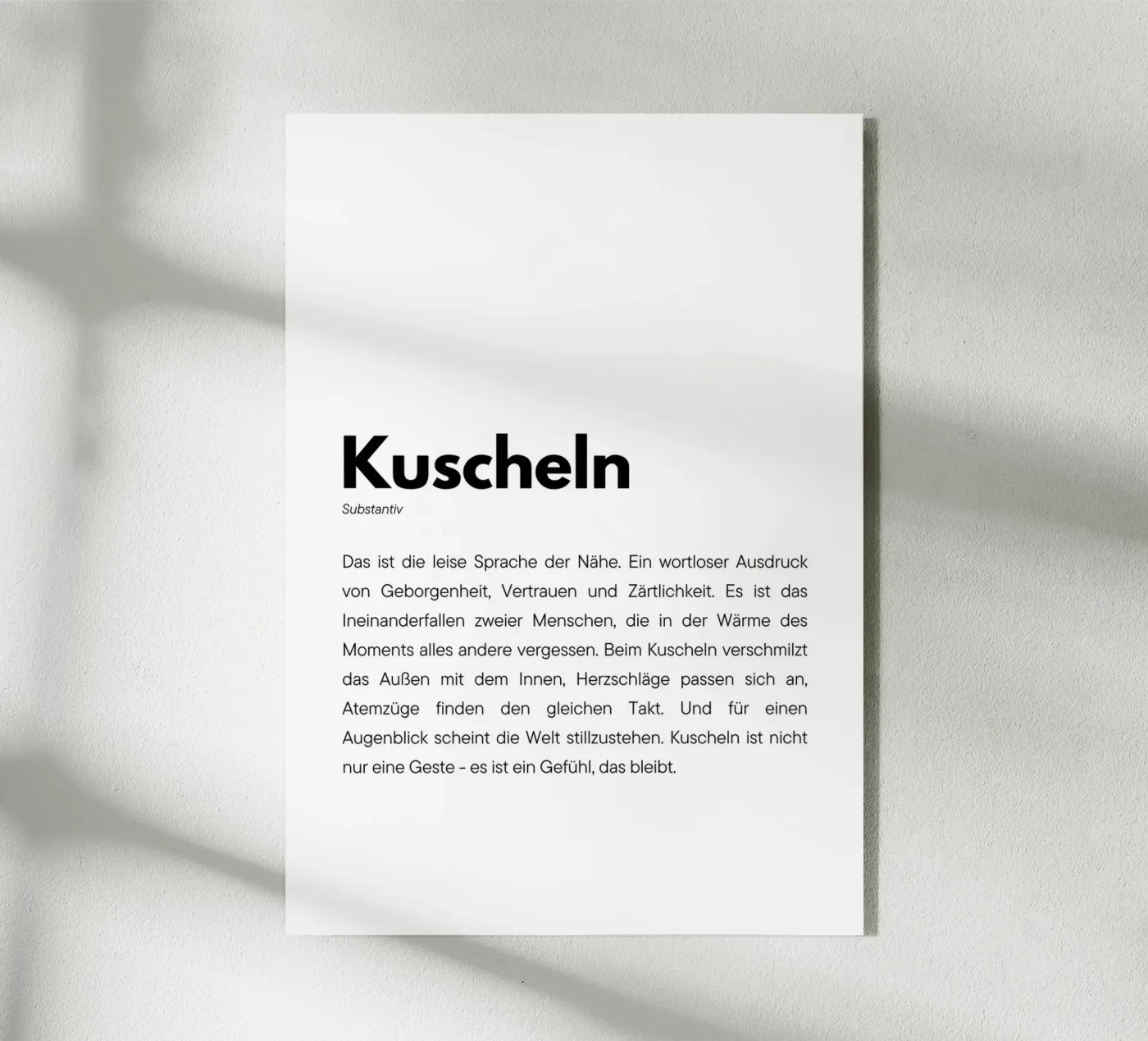 Definition Kuscheln acrylic glass by DigiWunderwerk