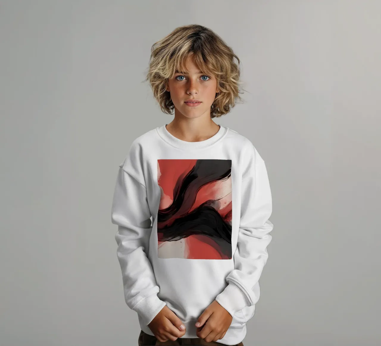 Astratto rosso e nero vorticoso sfondo design per moderno felpa bambino da DesignDoodle